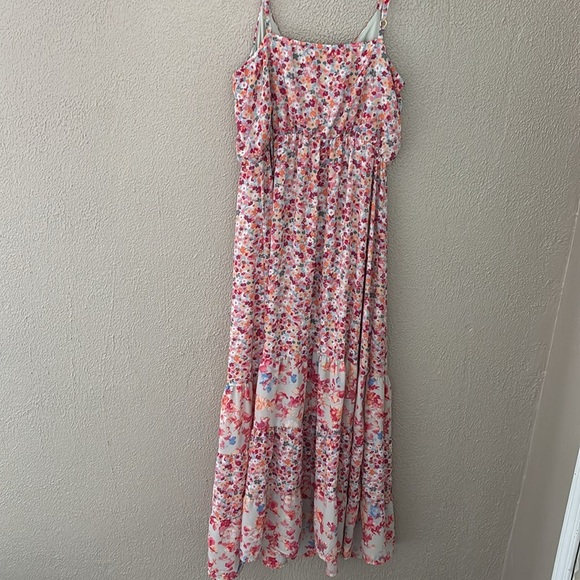 Women’s Elle Maxi Dress Floral Print Pink Blue Orange Spaghetti Straps, Large - Picture 6 of 8